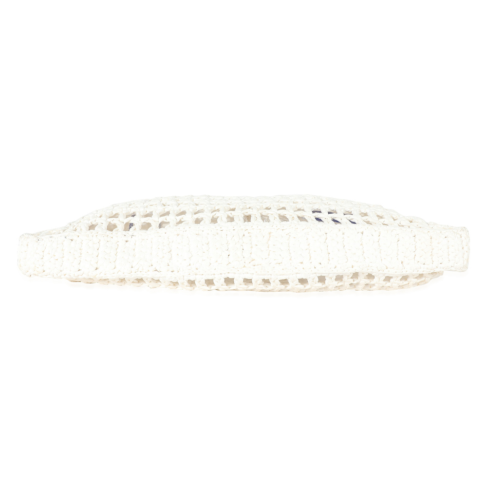 Prada White Raffia Crochet Triangle Logo Tote - Picture 5 of 7